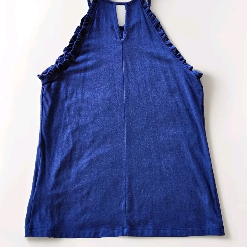 🌺 Lilly Pulitzer Alek Ruffle Halter Tank Top – Navy – Size XS (Generous Fit) - Picture 7 of 8